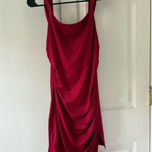 Red Ruched Bodycon Mini Dress